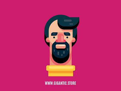 Flat Design Character, Man Portrait Illustration