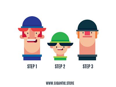 3 Flat Design Characters Illustration