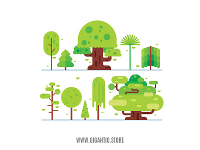 Flat Design Nature Illustration, Forest and Trees art cartoon character design design draw drawing flat flat design forest game design gigantic illustration illustrator nature tree trees vector art wood