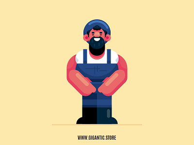 Flat Design Character Illustration in Adobe Illustrator, Farmer