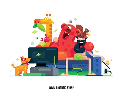 Flat Design Character & Animals Illustration animation art cartoon character character design characters design draw drawing flat flat design game design gigantic illustration illustrator man people person vector vector art