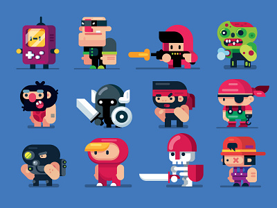 Game Design Characters, Flat Design Illustrations animation art cartoon character character design characters design draw drawing flat flat design game design gigantic illustration illustrator man people person vector vector art
