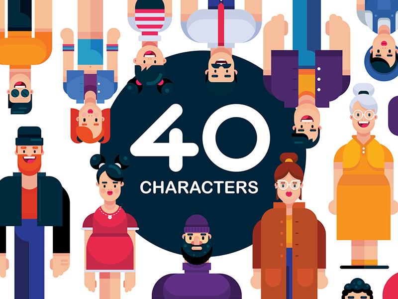 Download 40 Flat Design Characters Pack, Vector Files by Gigantic ...