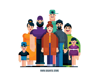 Flat Design Characters Illustration In Adobe Illustrator CC animation art cartoon character character design characters design draw drawing flat flat design game design gigantic illustration illustrator man people person vector vector art