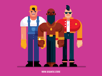 24 flat design characters illustration from different fields