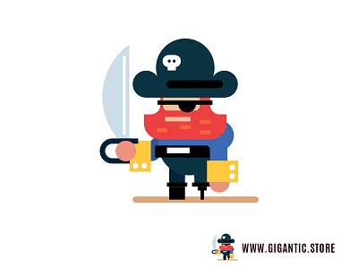 Pirate Flat Design Digital Illustration, Game Character cartoon character character design design drawing flat flat design illustration man vector