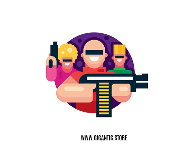 Flat Design Characters Illustration, Game Design, Digital Art cartoon character character design characters design drawing flat flat design game design gigantic illustration illustrator man person vector vector art