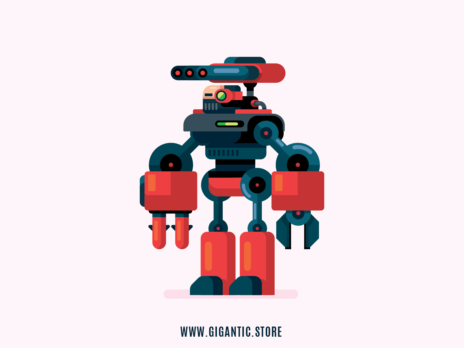 Robot Flat Digital Illustration, Game Character Mark Rise on