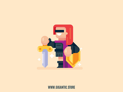 Knight Flat Design Digital Illustration, Game Character character character design design drawing flat flat design game design illustration man vector