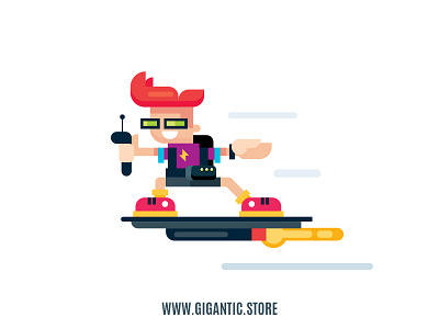 Flat Design Gadget Boy Digital Illustration