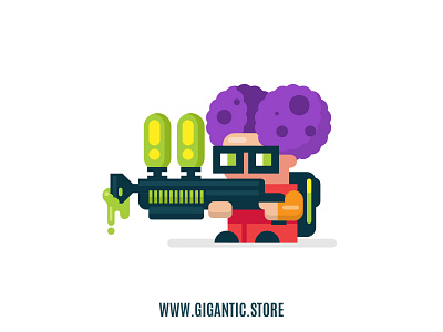 Flat Design Gadget Poison Man Vector-Digital Illustration