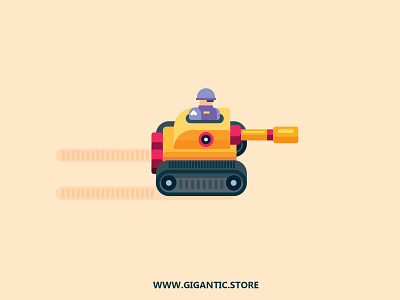 Flat Design Character Illustration In The Tank, Digital Art