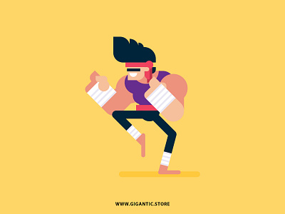 Flat Design Fighter Character Illustration cartoon character character design design drawing flat flat design illustration man vector