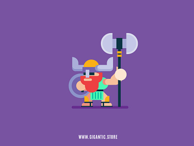 Viking, Flat Design Character Illustration, Digital Art