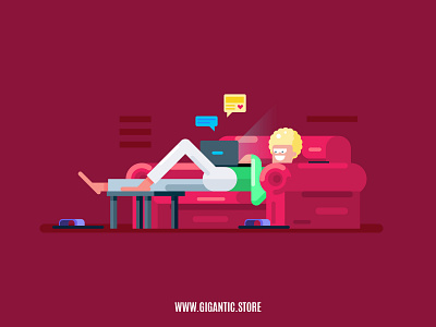 Flat Design Character On The Sofa Illustration cartoon character character design design drawing flat flat design illustration man vector