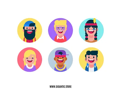 Flat Design Avatar Icons avatar avatar design avatar icons avatardesign avatars cartoon character character design design flat design gigantic illustration man vector vector art