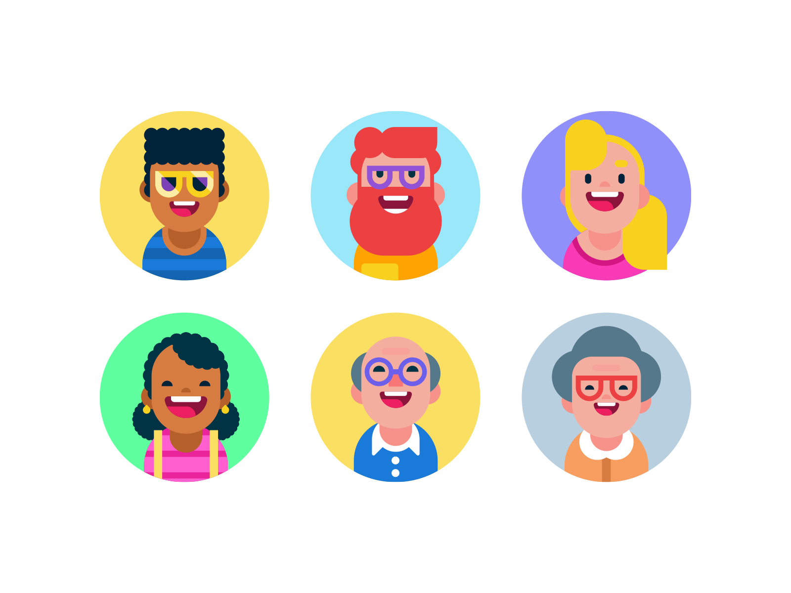 Flat Design Avatar Icons, Digital Art Characters