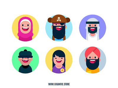 Flat Design Avatar Icons, Digital Art Characters cartoon character character design design drawing flat flat design illustration man vector