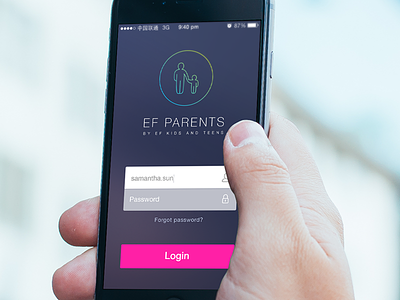 EF Parents Login app china education flat interactive ios iphone login mobile monogram ui ux