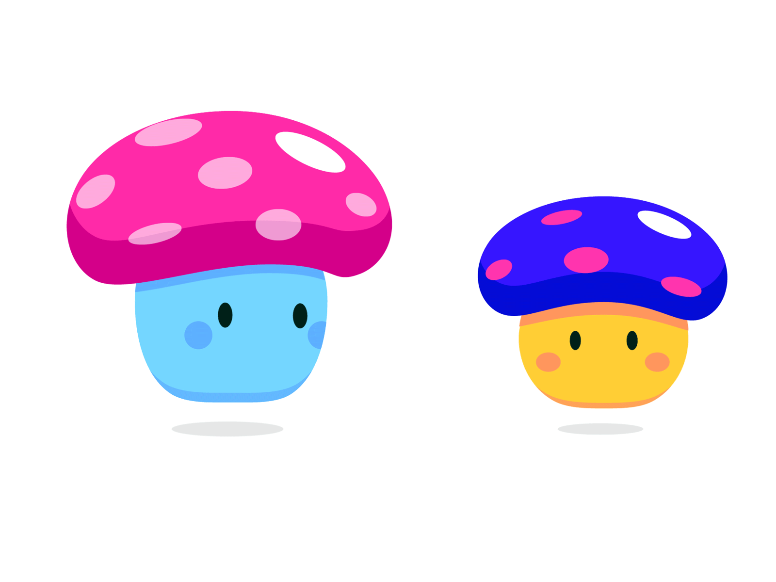 Mushmush Jumping 🍄 after effects animated blue gif motion design mushroom mushrooms pink yellow