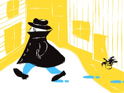 The Hat Man black blue detective hat yellow