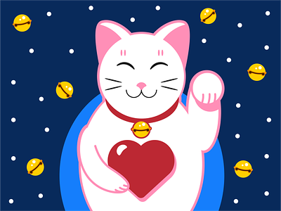 Valentine's Cat 🐱❤️ blue cat heart illustration pink valentine valentine day