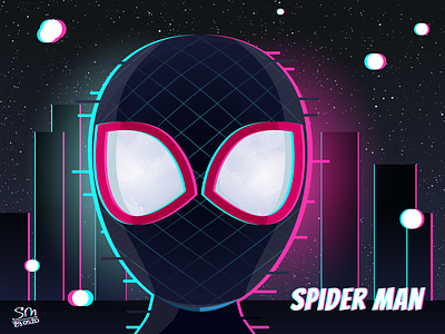 Spider Man 🕷 black city cyan glitch illustration pink spiderman