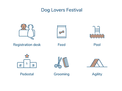 Dog Lovers Festival blue dog icon orange