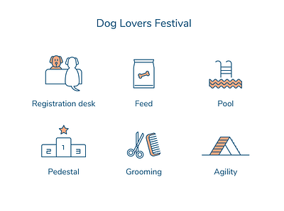 Dog Lovers Festival blue dog icon orange