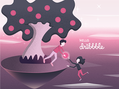 Hello Dribbble first shot hello dribbble illistration pink