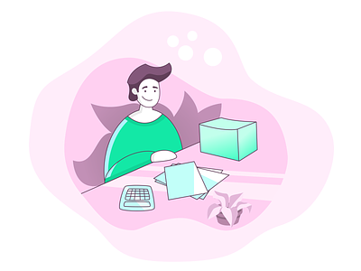Accountant green illustration person pink