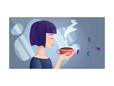 Purple Girl blue coffee cup girl illustration person purple