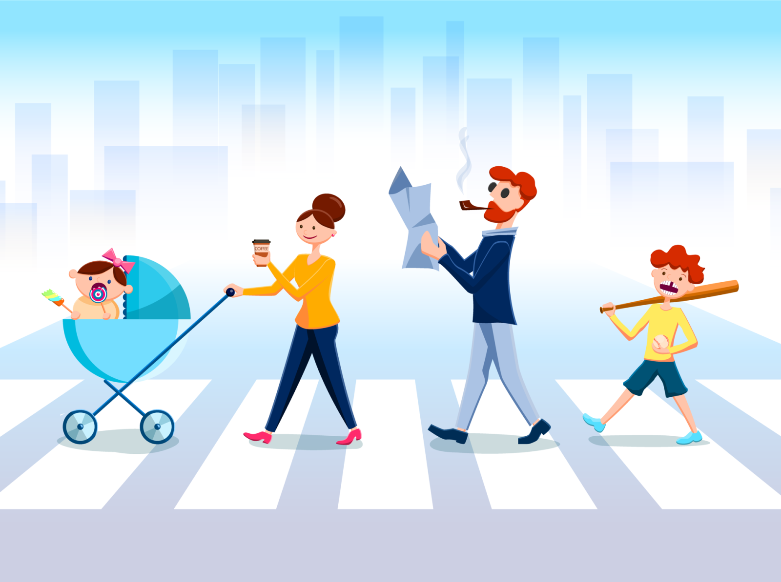 Family walking by Maria Sankina on Dribbble