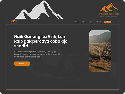 Landing Page Hikers Addict. case study design graphic design ui ux researc