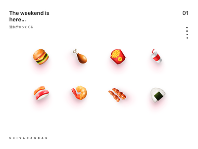 🍔 Weekend / 週末 🍟 3d bacon burger chicken coke color design drink emoji food fries rice sushi yum yummy