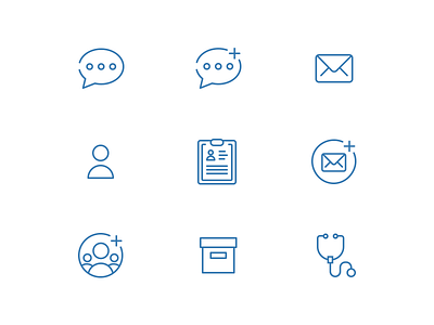 Healthcare Icons box chart chat icon mail profile stethoscope team