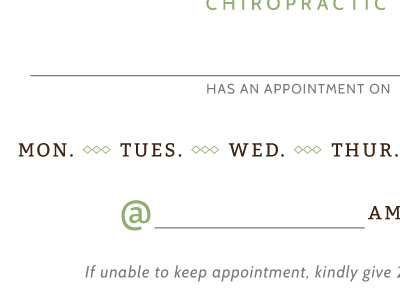 Chiropractic Appointment Card appointment business card chiropractic