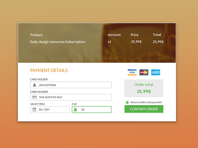 Daily UI: Day 002 - Credit Card Checkout