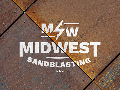 Midwest Sandblasting Logo badge construction emblem iowa labor logo manual labor metal midwest rust sandblasting tools