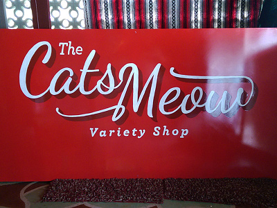 Hand Painted Sign for The Cats Meow brush cat cats meow paint shop sign sign paint