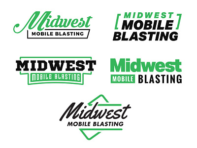 Midwest Mobile Blasting First Round of Logo Options blasting dust logo midwest rust text wordmark