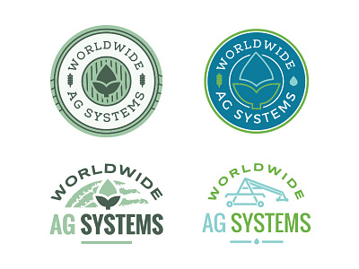 Worldwide Ag Systems Logo Options badge crops irrigation logo nature rain water