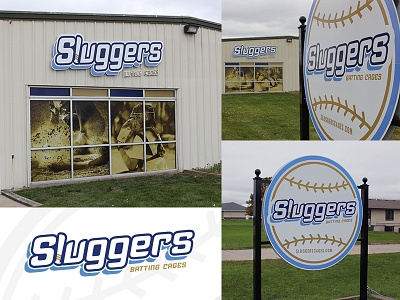 Sluggers Branding & Exterior Signage baseball cage hitting iowa pitching signage slugger softball sports