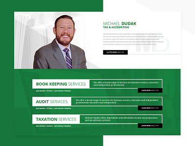 Section of a Tax & Accounting Website accounting bio forms professional site tax web web design