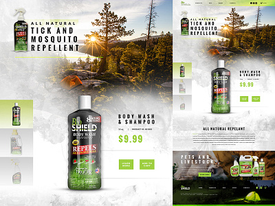 Home Page for a Repellent Company bottle bug camping homepage mosquito outdoors product repellent spray tick web design