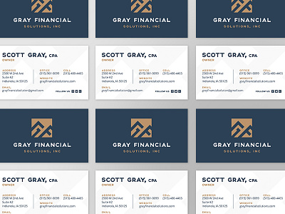 Gray Financial Business Cards branding business card financial iowa monogram solutions taxes