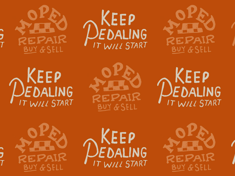 Moped Pattern vintage motorcycle repair logo speed stroke vintage moto repair pedal bike engine motorcycle moto fast moped army moped