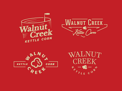 Walnut Creek Kettle Corn Logo Options branding corn creek food branding iowa kettle corn popcorn walnut walnut creek
