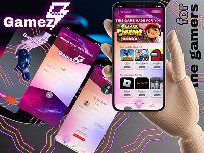 Application Design - "Gamez" for The Gamers app design graphic design illustration logo typography ui ux