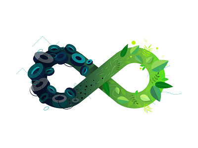 Tires Recycling Factory business green healthy icon infinity leaf recycling tire ui ux vector